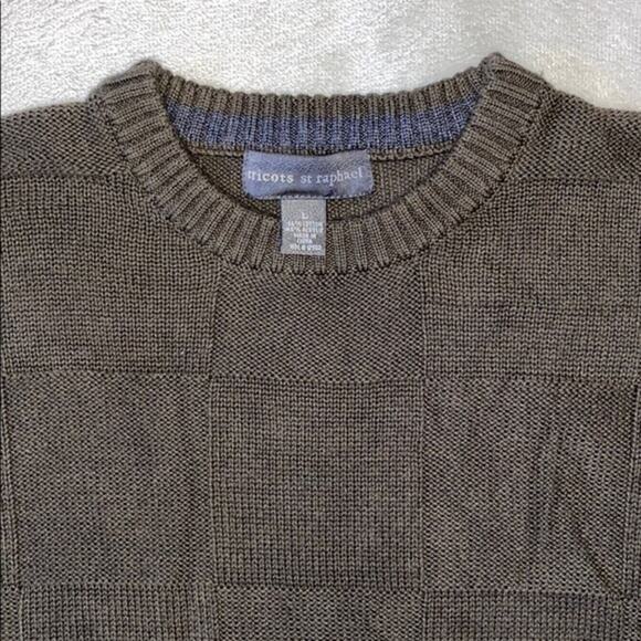 Tricots St. Raphael Olive Green Crewneck Textured Knit Sweater | Sz L - Picture 3 of 5